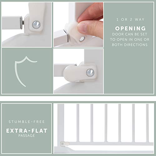 Hauck Treppenschutzgitter / Türschutzgitter Clear Step Gate, für Breiten 75 - 80 cm, Ultra Flache Schwelle, ohne Bohren, Einhändiges Öffnen, Beidseitig Schwenkbar, Metall, Weiß - obrazek 23