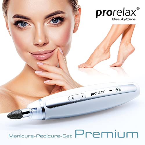 prorelax Maniküre- / Pediküre-Set PREMIUM | Damen/Herren | Professionelles Hand- und Fußpflege-Set mit Akku für Zuhause und unterwegs | 10 hochwertige Aufsätze aus chirurgischem Stahl | Mit LED-Licht - obrazek 2