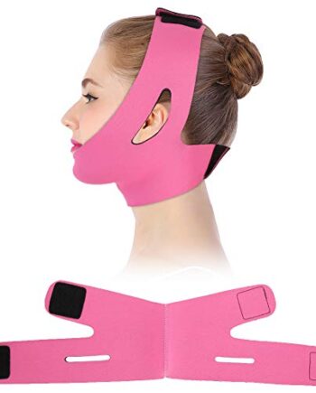Gesicht Abnehmen Cheek Maske, V Face Line Gürtel Atmungs Kinn heben Anti Falten Schlafmaske Strap (Rose Red)