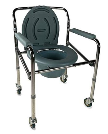 Mobiclinic, Muelle, Krzesło toaletowe, Krzesło toaletowe dla niepełnosprawnych, starszych i inwalidów na kółkach, Składane krzesło toaletowe, Podłokietniki, Ergonomiczne siedzisko, Nakładki antypoślizgowe