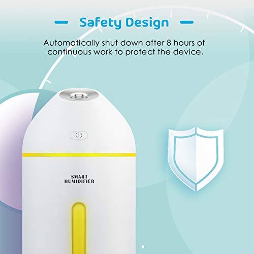 Meross Alexa Bezprzewodowy Nawilżacz Inteligentny Ultradźwiękowy Nawilżacz USB 8H Czas Pracy Regulowany Kolor dla Domu Biura i Samochodu 320ML Kompatybilny z Alexa Google Assistant - obrazek 7