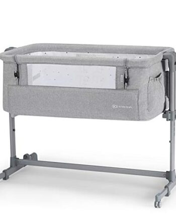 Kinderkraft Łóżeczko dostawne NESTE UP, Łóżko turystyczne dziecięce, Regulacja wysokości i kątu nachylenia, Materac i prześcieradło, Solidna konstrukcja, Opuszczana ściana boczna, do 9 kg, Szary