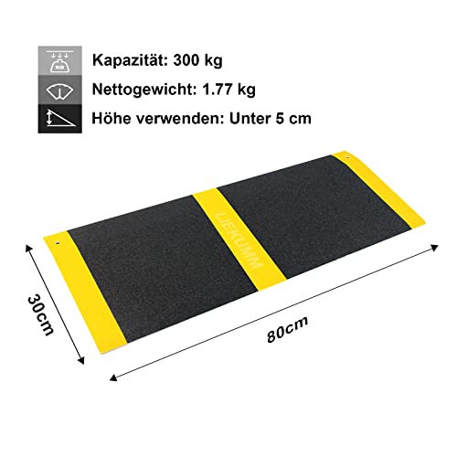 LIEKUMM Rampa progowa 30 x 80 cm, obciążenie do 300 kg, rampa dla wózków inwalidzkich z aluminium, przenośna, antypoślizgowa powierzchnia, nadaje się do drzwi, przejść, bram garażowych - obrazek 8
