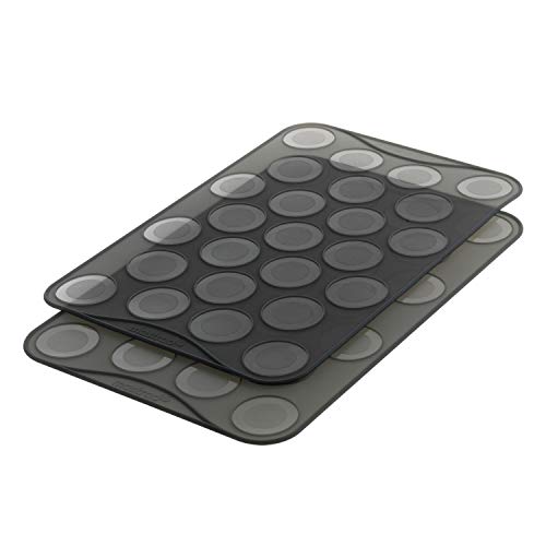 Mastard Macarones Backblech 2er Set - 25 Vertiefungen - ausfüllbarer Rand - geeignet für alle Backöfen - glatte Rückseite für Backen von Baiser, Brandteig, Plätzchen, Keksen, etc.