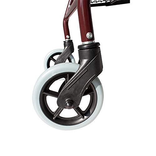 Mobiclinic, Chodzik, Escorial, Siedzisko dla seniora, Chodzik na cztery koła, Aluminium, Składanego, Lekkiego, Siedzisko i oparcie, Zawiera kosz na zakupy, Bordowy - obrazek 4