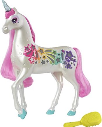Barbie, Dreamtopia Jednorożec Magiczne Włosy Ze Światłami I Dźwiękami, Biały Z Różową Grzywą I Ogonem GFH60