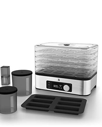 WMF Küchenminis Dörrautomat Edelstahl, Dörrgerät mit 5 Einlegefächer, 30-70°C, 24h-Timer, Obsttrockner, Dehydrator, 2 Boxen, Müsliriegelform, bpa-frei