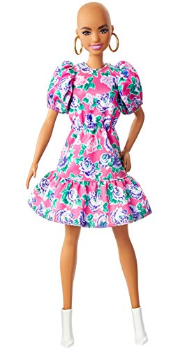 Barbie GHW64 - Lalka Barbie Fashionistas 150 (błyszcząca) z sukienką w kwiaty - obrazek 3
