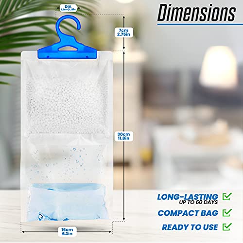 Zestaw 6 wiszących toreb na osuszacz do garderoby 250 g każdy zatrzymuje wilgoć pleśń i kondensację. Do użytku w szafie domu kuchni garażu sypialni przyczepie kempingowej biurze - obrazek 5