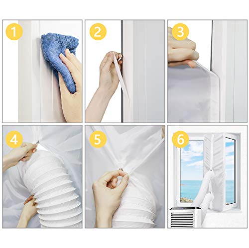 Sekey uszczelka drzwiowa do przenośnych klimatyzatorów 220 x 100 cm klimatyzatorów suszarek bębnowych suszarek z pompą ciepłą Hot Air stop z zamkiem błyskawicznym do mocowania na drzwiach balkonowych alternatywa dla uszczelniania okien - obrazek 3