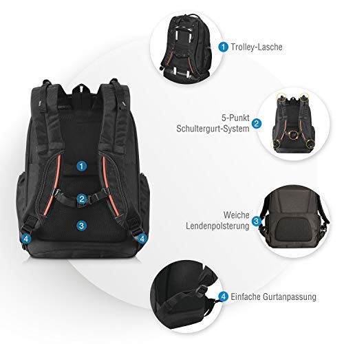 Everki Atlas EKP121, Plecak na Laptopa od 13 do 17 Cali, Czarny - obrazek 3