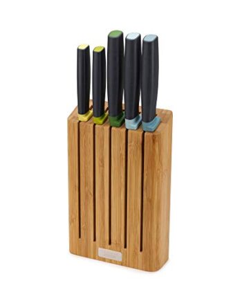 Joseph Joseph Elevate Messer 5-teiliges Elevate Messerset mit schlankem Messerblock aus Bambus