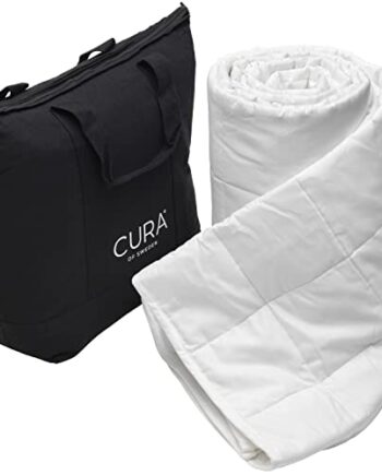 CURA Pearl Classic 135x200 5kg Premium Bawełniany koc obciążeniowy - kołdra obciążeniowa – łagodzi objawy bezsenności, stresu i niepokoju, biały / biała