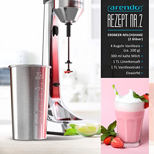 Arendo - Drink Mixer - Eiweiß Shaker - Getränkemixer - elektrischer Standmixer - 500 ml Becher - 22.000 U min - 2 Geschwindigkeitsstufen - Fitness Protein Drinks Smoothies Milchshakes Cocktails - obrazek 4