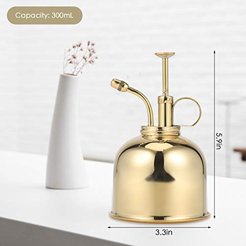 4YANG 300ml Retro Messing Gießkanne Vintage Kupfer Metall Gartenblumen Pflanzenbau Handwerk Gartentopf Werkzeug Sprühflasche Handbewässerungsausrüstung (Silber) (Gold) - obrazek 9