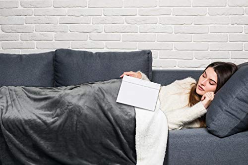 Catalonia Classy Sherpa Koc szary, przytulny, bardzo gruby ciepły koc na sofę, koc na kanapę, dwustronny, super puszysty, polarowy, jako narzuta na sofę lub do salonu, 150 x 130 cm - obrazek 3