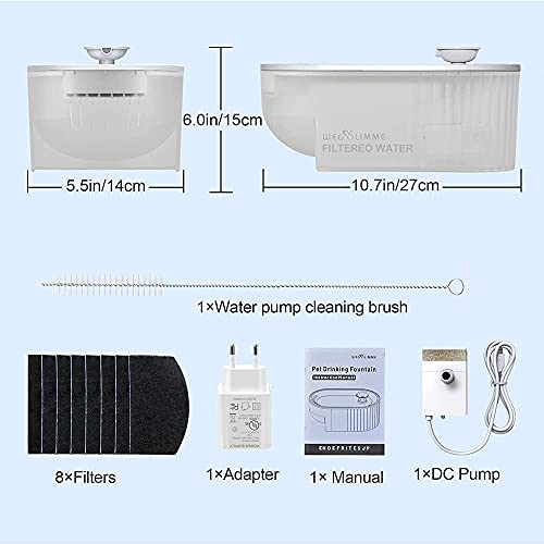 WEGOLIMME Trinkbrunnen für Katze Edelstahl 2,5L Katzenbrunnen Haustier Wasserbrunnen Katzen Wasserspender Hunde Trinkbrunnen mit Nachtlicht und 8 Aktivkohlefilter - obrazek 2