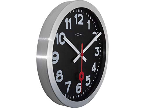 NeXtime Station Wanduhren, Metall und Kunststoff, Schwarz, Ø 35 cm - obrazek 8