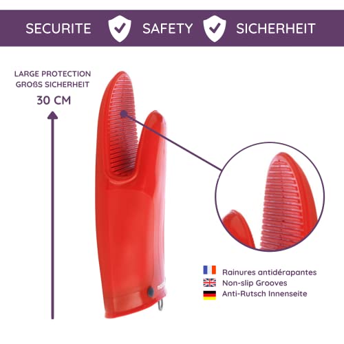 MASTRAD Gant Orka TEX - Ofenhandschuh aus Silikon und Baumwolle - rutschfeste Rillen - sehr widerstandsfähig und hohe Sicherheit - einfach zu handhaben; waschbar; komfortabel; beidhändig - obrazek 9