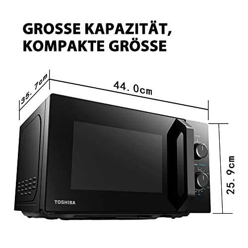 Toshiba MW2-MM20PF(BK) Mikrowelle/Solo-Mikrowelle / 20L / 800W / 5 Leistungsstufen mit praktischer Auftaufunktion/LED-Beleuchtung im Innenraum/Schwarz - obrazek 3