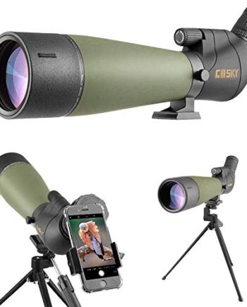 Gosky Spektiv ze statywem, torbą do przenoszenia i adapterem do smartfona – teleskop kątowy BAK4 – wodoszczelny do strzelania, polowania, obserwacji ptaków, krajobrazu, dzikich zwierząt