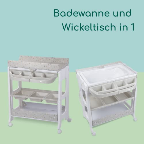 Bebeconfort Dolphy, komoda kąpielowa z przewijakiem, mobilna wanienka z przewijakiem 2 w 1, od narodzin do 12 miesięcy, 0–11 kg, Warm Grey - obrazek 7