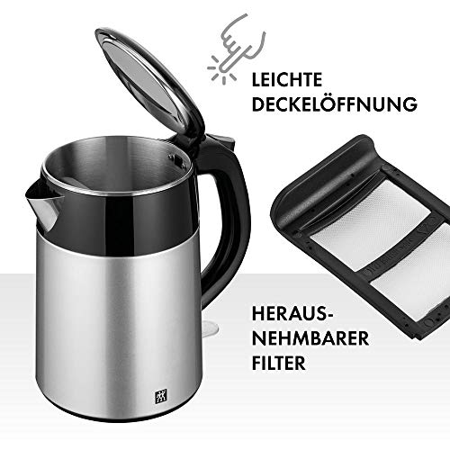 ZWILLING 1002478 Wasserkocher, 1,2 Liter, 1.550-1.850 Watt, Edelstahl/Kunststoff, silber/schwarz - obrazek 4