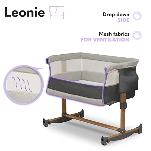 LIONELO Leonie łóżeczko dostawne i turystyczne, regulowana wysokość, wysokiej jakości materac, zwijana ścianka boczna, torba transportowa w zestawie, modny design - obrazek 3