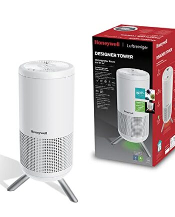 Designerski stojący oczyszczacz powietrza Honeywell (filtr True HEPA usuwanie alergenów w średnich i dużych pomieszczeniach do 87 m2 tryb automatyczny i ultracichy tryb pracy do snu)