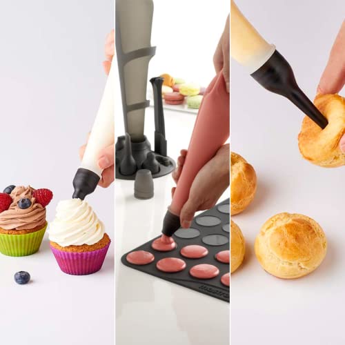 Mastrad F38201 Spritzbeutel-Set - Spritztüllen Gebäckpresse für Macarons und anderes Spritzgebäck - Dekorierflasche zum Befüllen von Brandteig und Dekorieren von Muffin, Cupcake, Kuchen, Torte etc. - obrazek 4