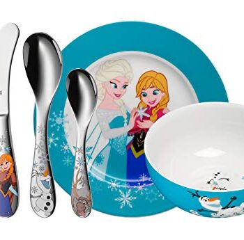 WMF Kindergeschirr DISNEY FROZEN 6-teilig ab 3 Jahren Edelstahl rostfrei Cromargan poliert spülmaschinengeeignet farb- und lebensmittelecht