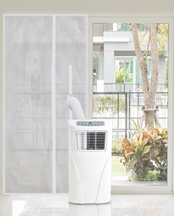 Sekey uszczelka drzwiowa do przenośnych klimatyzatorów 220 x 100 cm klimatyzatorów suszarek bębnowych suszarek z pompą ciepłą Hot Air stop z zamkiem błyskawicznym do mocowania na drzwiach balkonowych alternatywa dla uszczelniania okien