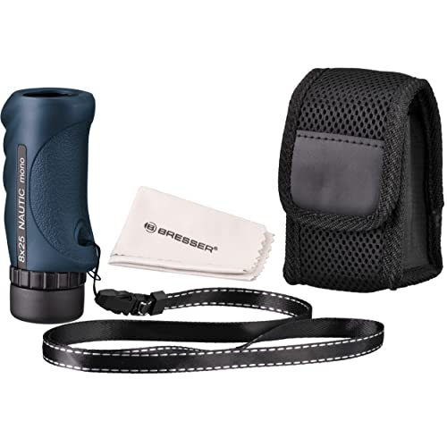 Bresser Monokular Nautic 8 x 25 z wodoodporną obudową i wypełnieniem azotem z pole widzenia 122 m, szkło BaK-4 i wielowarstwowym wykończeniem, w zestawie pasek na rękę i torba transportowa - obrazek 5