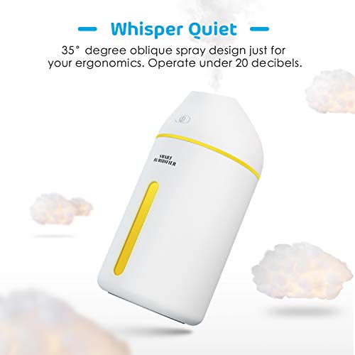 Meross Alexa Bezprzewodowy Nawilżacz Inteligentny Ultradźwiękowy Nawilżacz USB 8H Czas Pracy Regulowany Kolor dla Domu Biura i Samochodu 320ML Kompatybilny z Alexa Google Assistant - obrazek 6