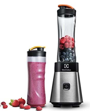 Electrolux blender sportowy 300W, Włącznik/wyłącznik, 4 ostrza ze stali nierdzewnej, Dwie 0,6 l butelki z wytrzymałego tworzywa Tritan, Bez BPA,ESB2500, Stal nierdzewna
