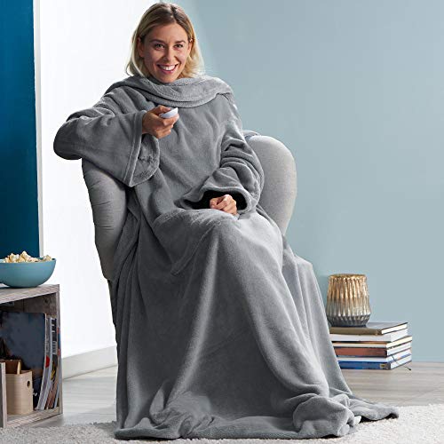 CelinaTex koc telewizyjny z rękawami i kieszenią na stopy koc puszysty - obrazek 5