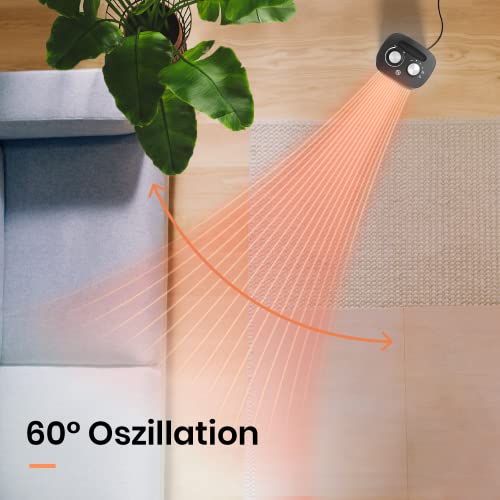 Pro Breeze Mini ceramiczny termowentylator o mocy 1800 W, z dwoma poziomami mocy, automatyczna oscylacja i poziom chłodzenia do łazienki, salonu, biura, na taras – czarny - obrazek 4