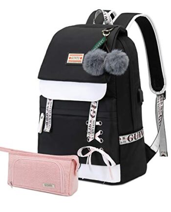 GUIVITU Plecak szkolny i na co dzień, dla dziewcząt, nastolatków, ergonomiczny, w zestawie z piórnikiem