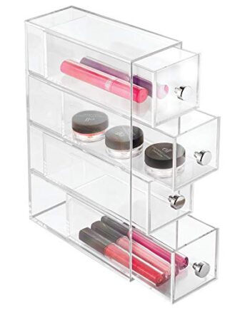 IDesign Organizer Makijażu z 4 Szufladami, Wąska Wieża z Tworzywa Sztu