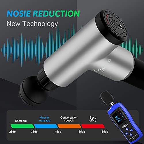 Rybozen Massagepistole, Masajeador de Tejido Profundo Recargable Inalámbrico,Tragbares Massagegerät Elektrische Deep Tissue Massage Gun (Silber) - obrazek 5