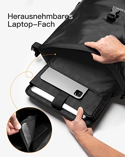 Inateck RollTop plecak na laptopa o przekątnej ekranu 15,6 cala, wodoszczelny, męski i damski, 23 l, plecak rowerowy, plecak szkolny, plecak na uniwersytet, rower, czas wolny, do uprawiania sportu, podróży, jazdy na rowerze, plecak dzienny - obrazek 6