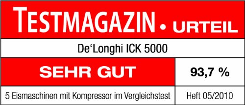 De'Longhi ICK 5000 Eiscremeautomat, Kompressor, weiß, 24.5 cm l x 42.6 cm b x 32.6 cm - obrazek 2