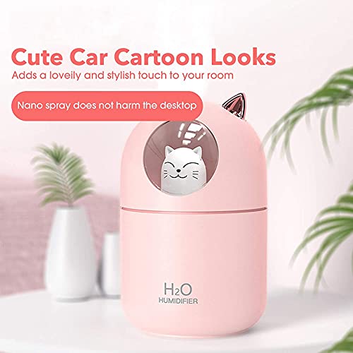 Kamenda Śliczny kotek fajny nawilżacz powietrza do domu kota nocne światło podstawowe powietrze do pokoju dziecięcego łatwy do czyszczenia cicha obsługa kolor różowy - obrazek 8