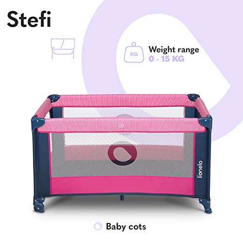 LIONELO Stefi 2 w 1 łóżeczko turystyczne, łóżeczko plus kojec, praktyczne wejście boczne na zamek, wysokiej jakości mata, system szybkiego składania, modny design - obrazek 7