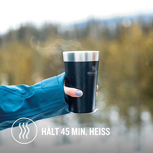 Stanley Adventure Vacuum 0,47 Liter, BPA-frei |Stapelbare | Doppelwandiger, vakuumisolierter Pint-Becher | Spülmaschinenfest, Matte Black, 1 Stück (1er Pack) - obrazek 6