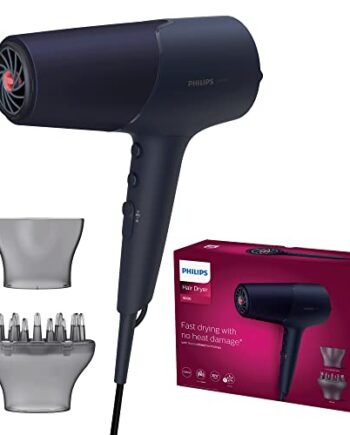 Philips Haartrockner der 5000er Serie mit ThermoShield Technologie, 3 Heiz- und 2 Geschwindigkeitsstufen, 2.300 W Trockenleistung, BHD510/00 Blue Metalic