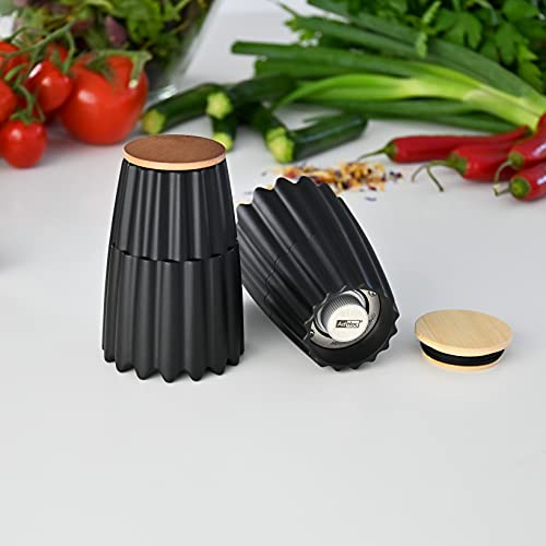 AdHoc MP905 Magnetische Doppelmühle oder 2x kleine Einzelmühle MagTwo, für Pfeffer und Salz, Keramik Mahlwerke, Kunststoff/Bambus - obrazek 2