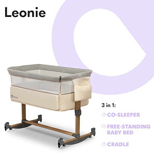 LIONELO Leonie łóżeczko dostawne i turystyczne, regulowana wysokość, wysokiej jakości materac, zwijana ścianka boczna, torba transportowa w zestawie, modny design - obrazek 8