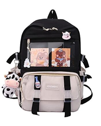 Plecak z motywem Kawai,i z zawieszką z Kawaii i akcesoriami, urocza torba dla uczniów na książki, piękny plecak podróżny, Harajuku, torba szkolna dla nastolatków, 43 x 30 x 13 cm