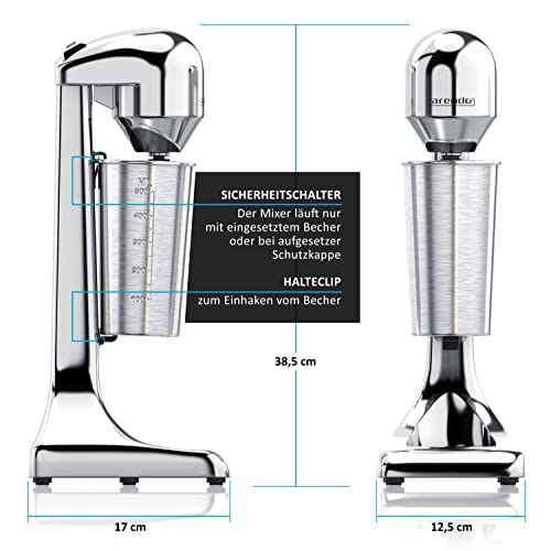 Arendo - Drink Mixer - Eiweiß Shaker - Getränkemixer - elektrischer Standmixer - 500 ml Becher - 22.000 U min - 2 Geschwindigkeitsstufen - Fitness Protein Drinks Smoothies Milchshakes Cocktails - obrazek 7